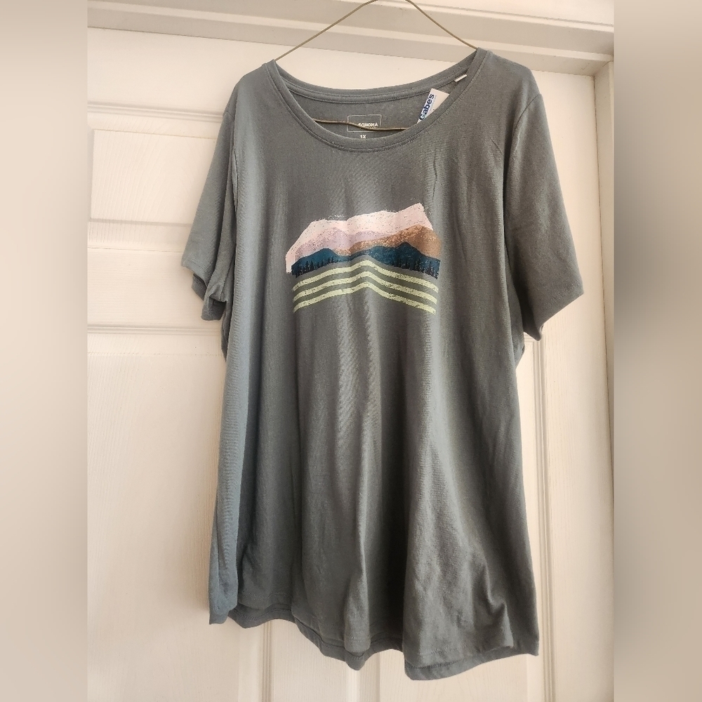 Womens Sonoma 1X Tee  Mountain Scene Green